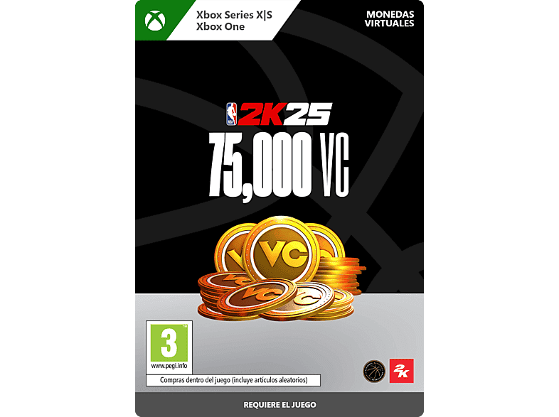 Imagen de Xbox Series X S & One NBA 2K25. Pack de 75 000 VC (Código descarga)