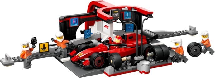 Imagen de Parada en Boxes de F1 y Equipo de Mecánicos con Coche Ferrari