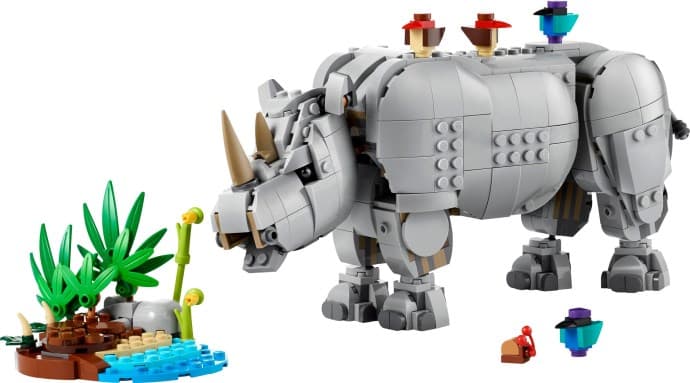 Imagen del set LEGO Fauna Salvaje: Poderoso Rinoceronte con Pájaros